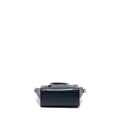 Celine Nano Luggage Purse calfskin navy / red
