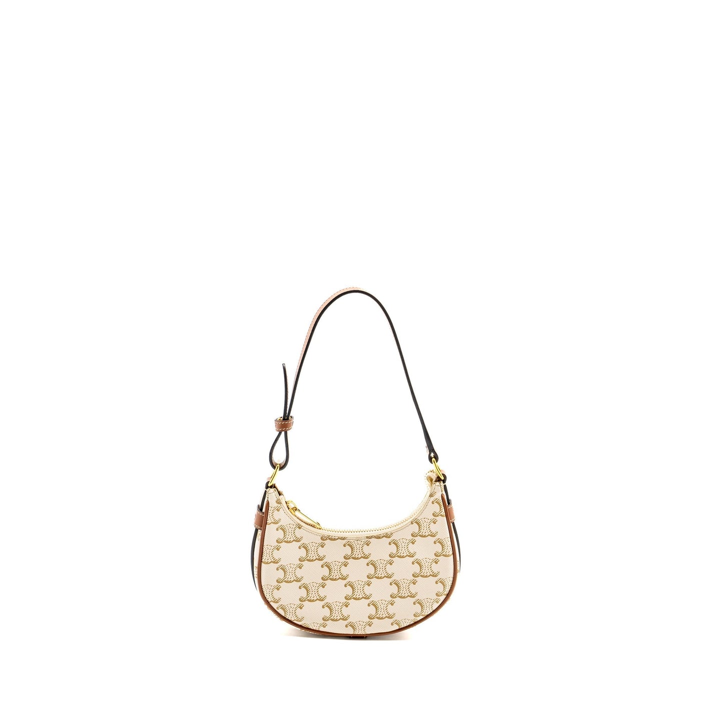 Luxury CELINE Mini Ava Bag Triomphe Canvas/Calfskin White/Brown GHW