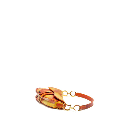 Dior Vintage Mini Saddle Purse Fabric/Leather Multicolour