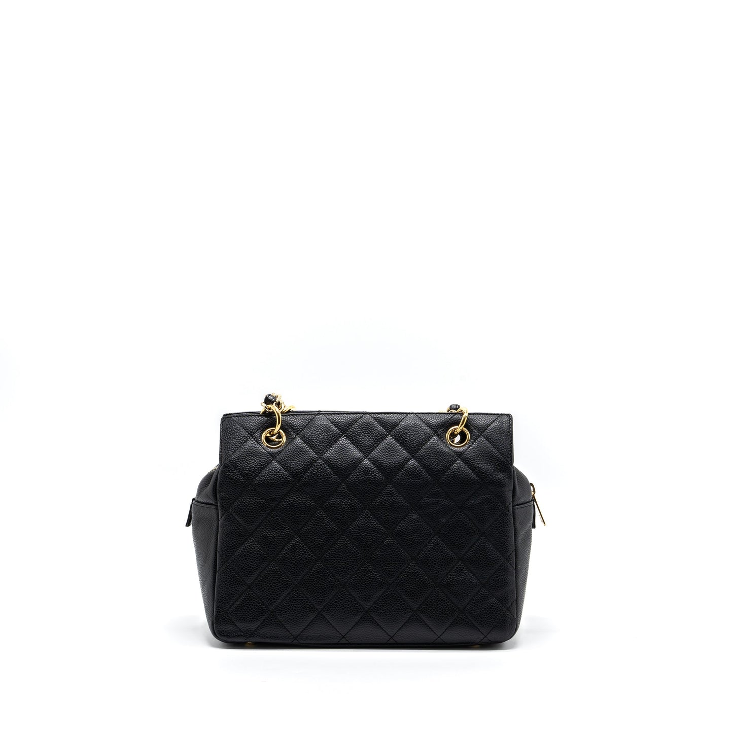 Chanel CC logo small shopping tote bag caviar black GHW