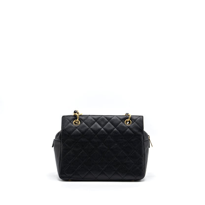 Chanel CC logo small shopping tote bag caviar black GHW