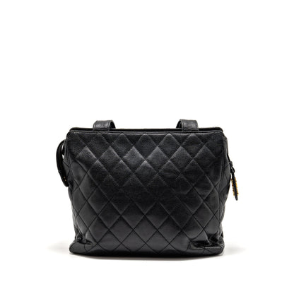 Chanel Quiltede zip shoulder bag caviar black GHW