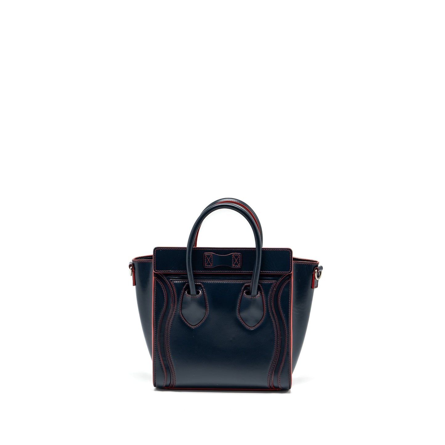 Celine Nano Luggage Purse calfskin navy / red