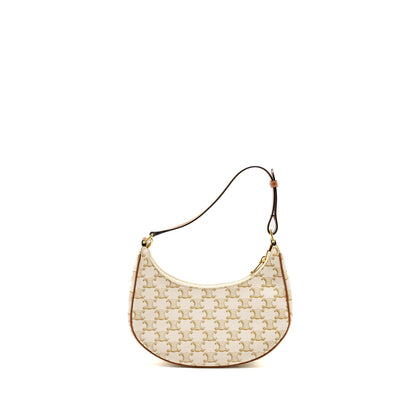 Celine Meduim Ava Purse Triomphe Canvas/Calfskin White/Brown