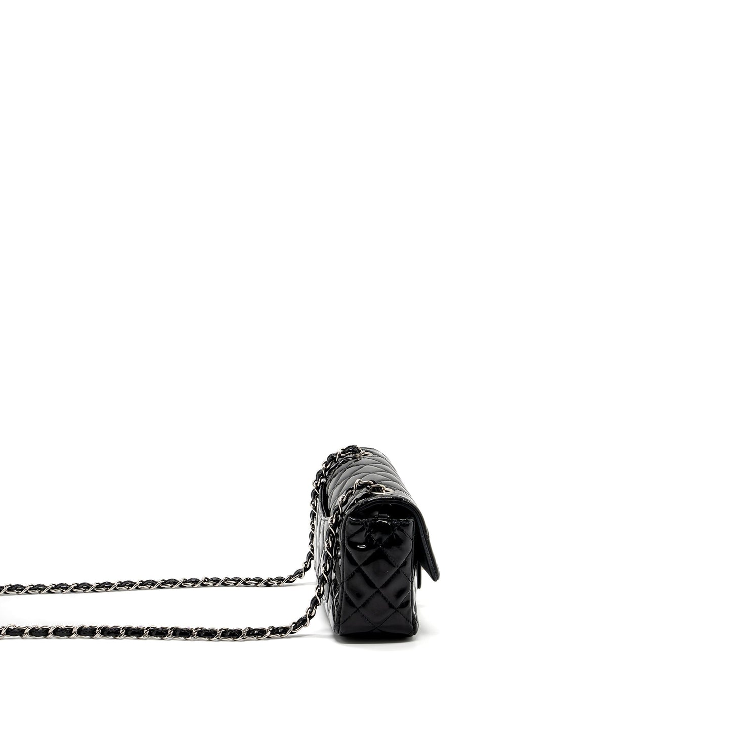 Chanel Mini Rectangular Flap Bag Patent Black SHW