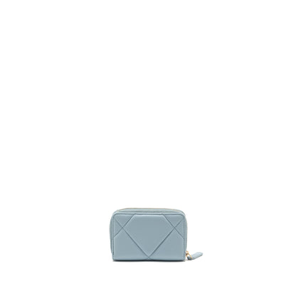 Chanel 19 zip coin purse lambskin light blue SHW (microchip)