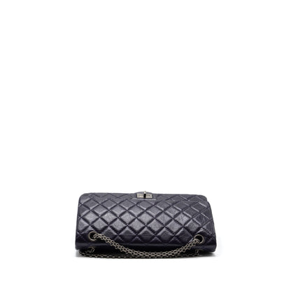 CHANEL Large 2.55  REISSUE FLAP BAG AGED CALFSKIN DARK PURPLE RUTHENIUM HARDWARE