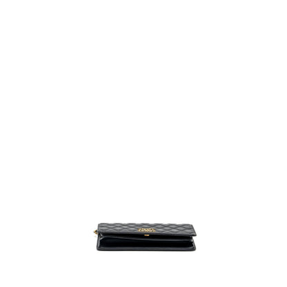 Chanel 23A clutch with chain lambskin black GHW (microchip)