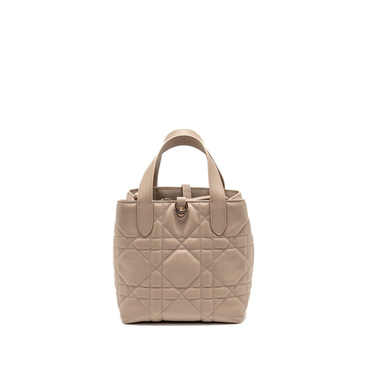 Dior Small Toujours Tote Purse Macrocannage Calfskin Powder Beige