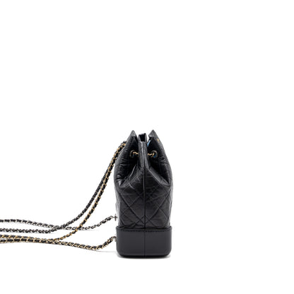 Chanel Small Gabrielle Backpack Aged Calfskin Black Ruthenium Hardware (microchip)