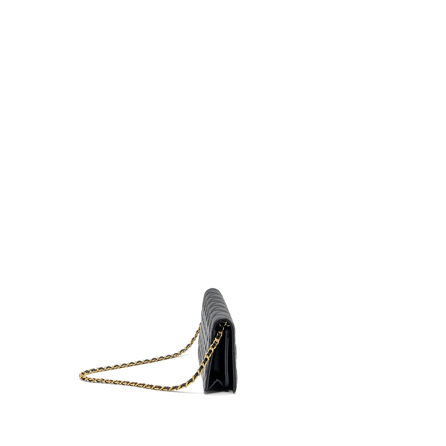 Chanel 23A clutch with chain lambskin black GHW (microchip)