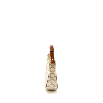 Celine Meduim Ava Purse Triomphe Canvas/Calfskin White/Brown