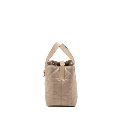 Dior Small Toujours Tote Purse Macrocannage Calfskin Powder Beige