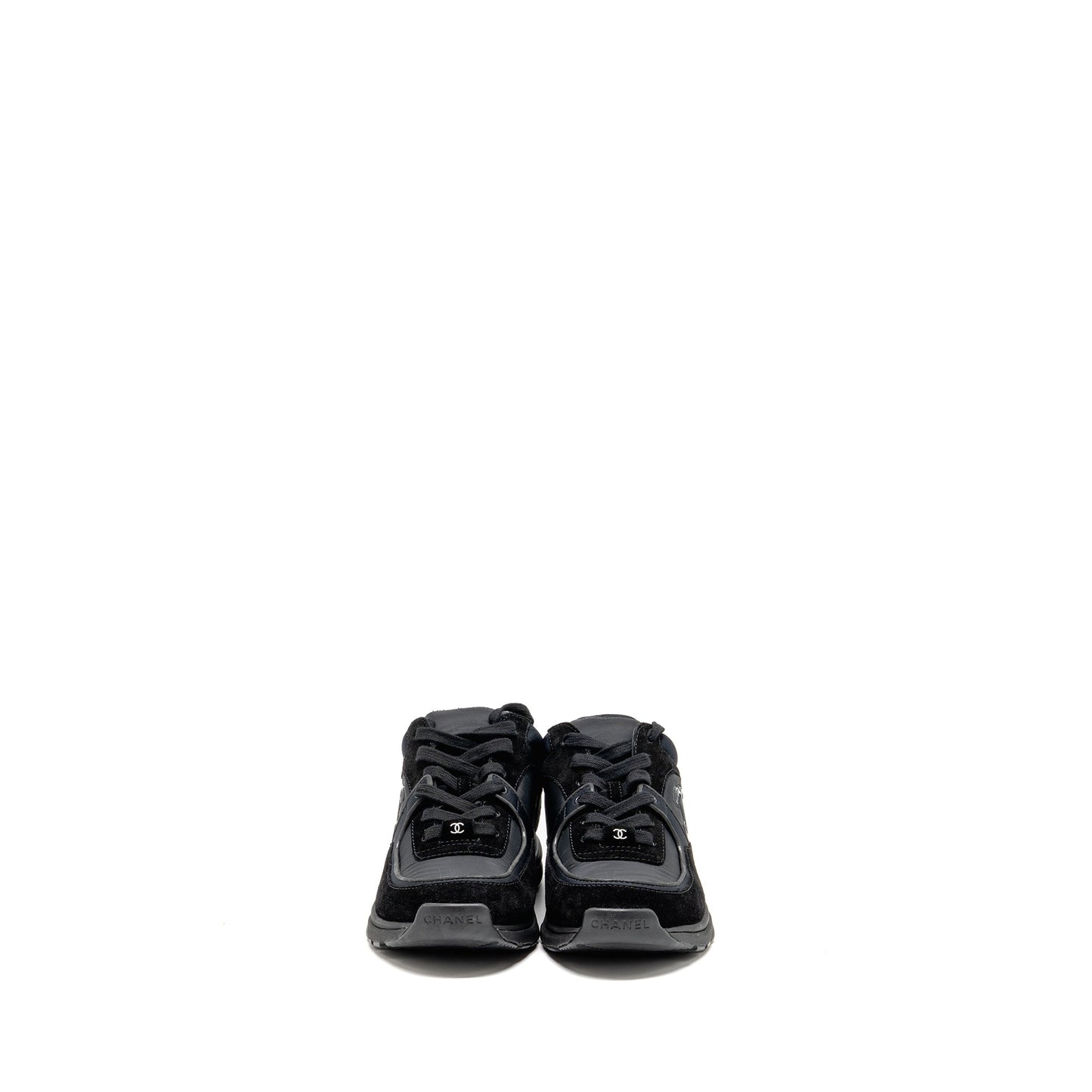 Chanel Size 37 CC Sneakers Suede/Fabric Black