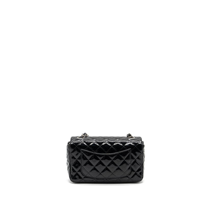 Chanel Mini Rectangular Flap Bag Patent Black SHW