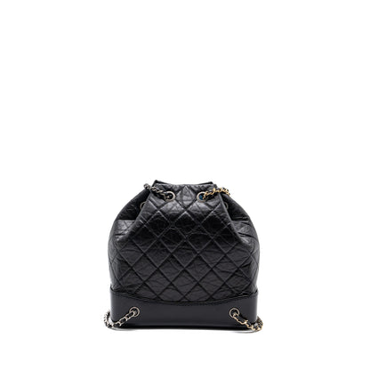 Chanel Small Gabrielle Backpack Aged Calfskin Black Ruthenium Hardware (microchip)