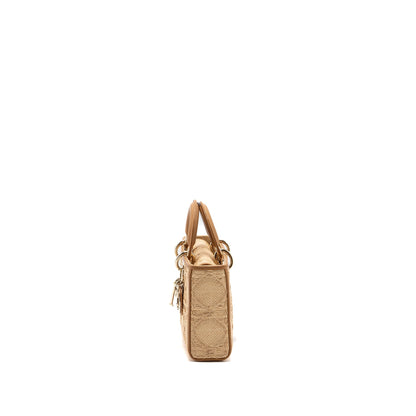 Dior Medium Lady D-Joy Purse Raffia/ Leather Natural