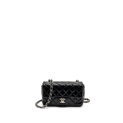Chanel Mini Rectangular Flap Bag Patent Black SHW