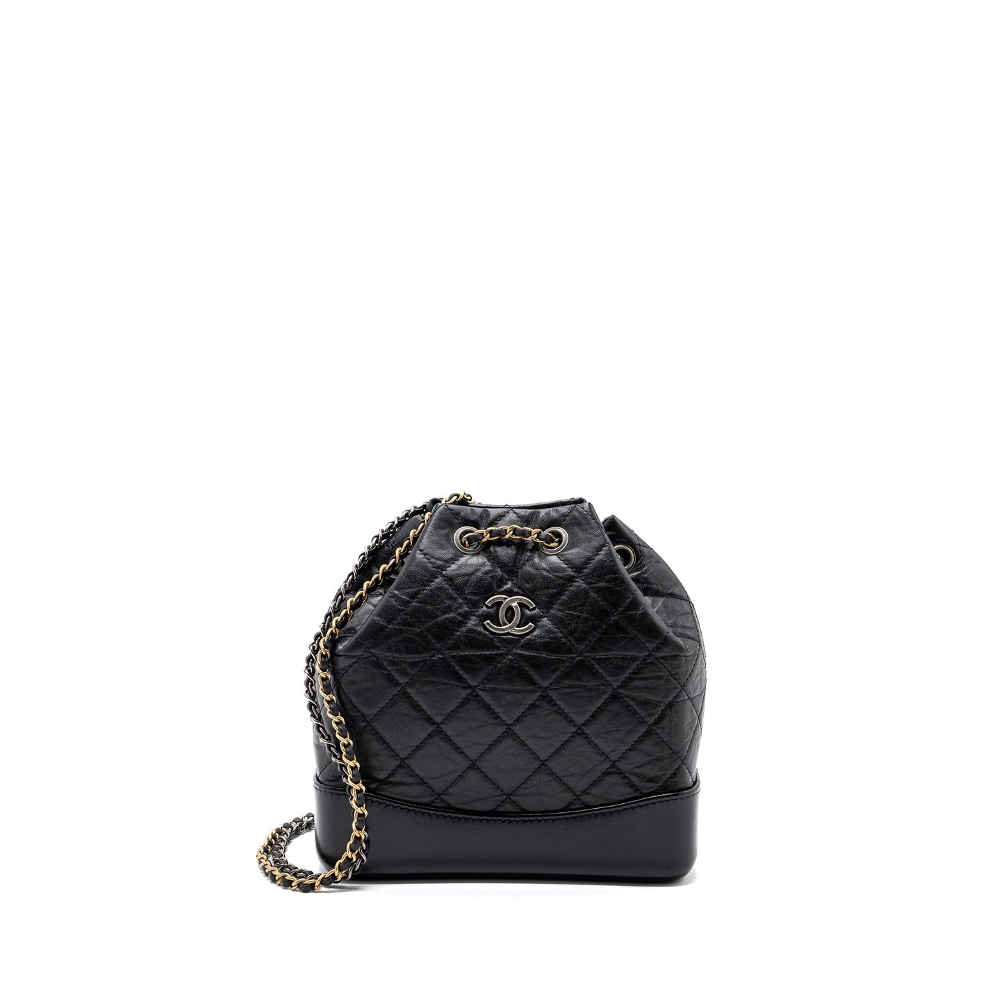 Chanel Small Gabrielle Backpack Aged Calfskin Black Ruthenium Hardware (microchip)