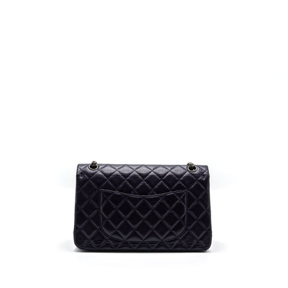 CHANEL Large 2.55  REISSUE FLAP BAG AGED CALFSKIN DARK PURPLE RUTHENIUM HARDWARE