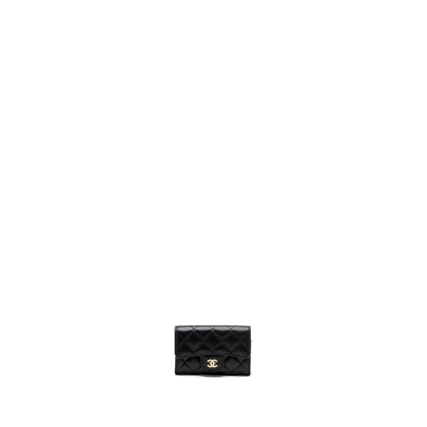 Chanel classic flap card holder caviar black GHW (microchip)