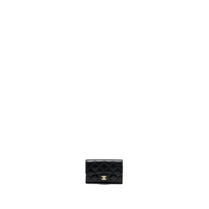 Chanel classic flap card holder caviar black GHW (microchip)