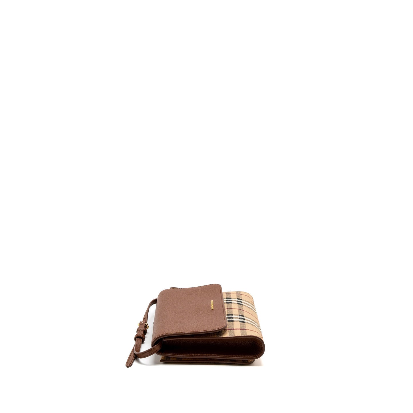 Burberry Flap Messenger Crossbody Purse Calfskin Brown/Multicolour