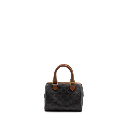 Celine Small Boston Purse Triomphe Canvas/Calfskin Tan