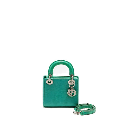 Dior Mini Lady Dior Lizard Green Crystal
