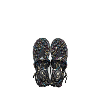 Chanel Size 39.5 Sandals Black /Multicolour