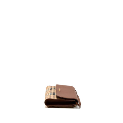 Burberry Flap Messenger Crossbody Purse Calfskin Brown/Multicolour