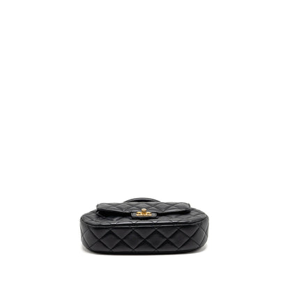 Chanel 24c Top Handle Flap Bag Quilted Lambskin Black GHW (microchip)