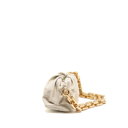 Bottega Veneta Chain Pouch Purse Calfskin White