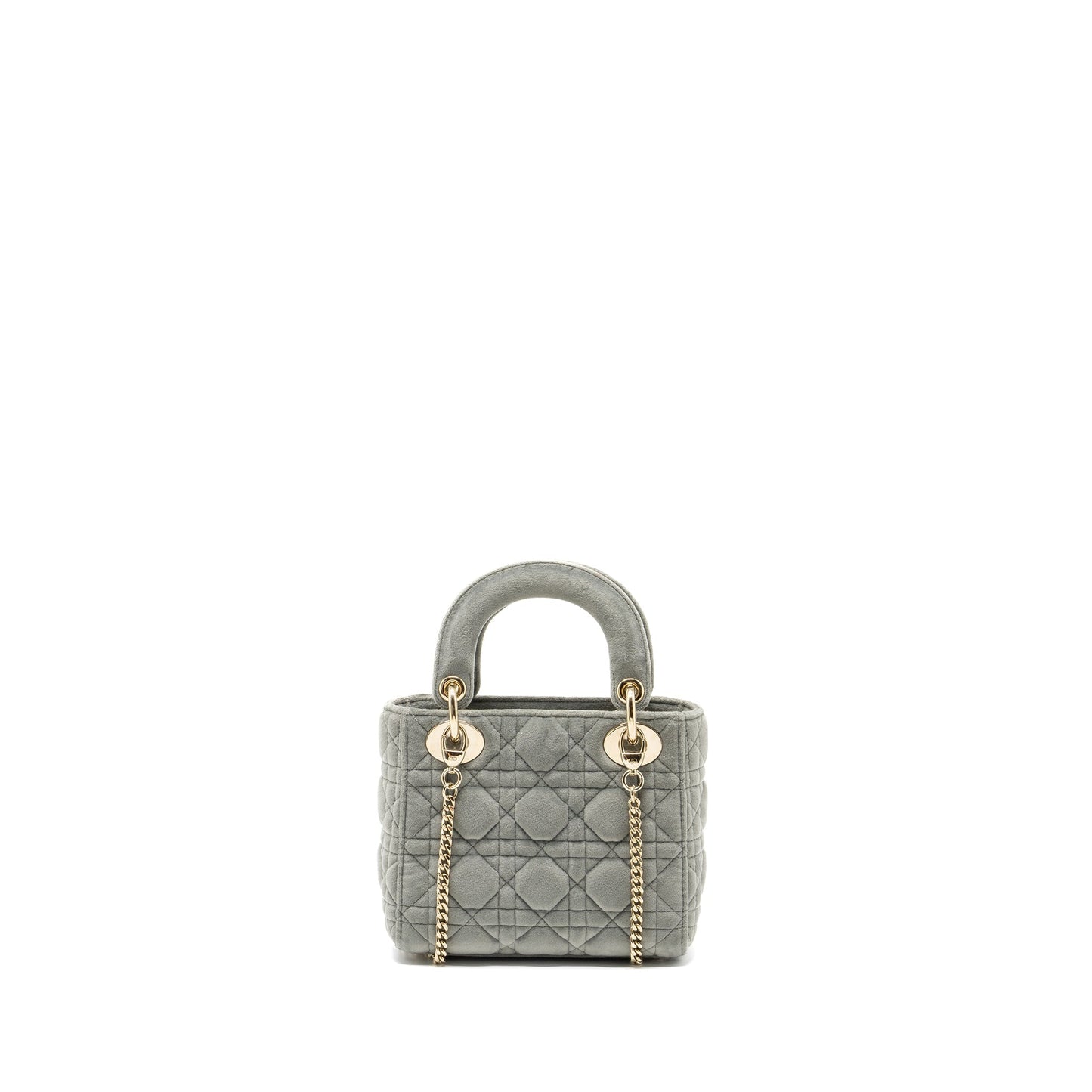 Dior Mini Lady Dior Velvet Light Grey
