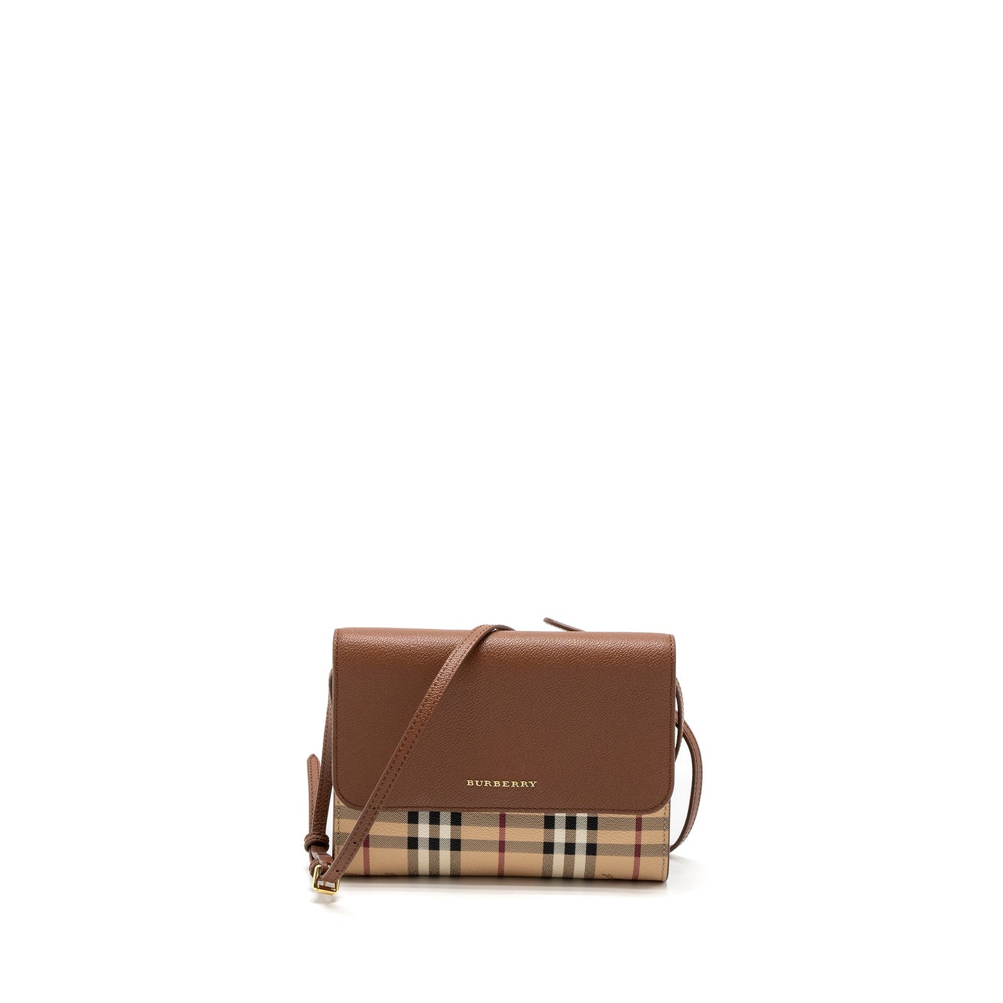 Burberry Flap Messenger Crossbody Purse Calfskin Brown/Multicolour