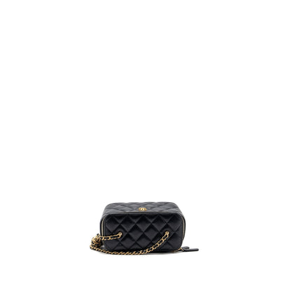 Chanel Pearl Crush Long Vanity Case Lambskin Black GHW
