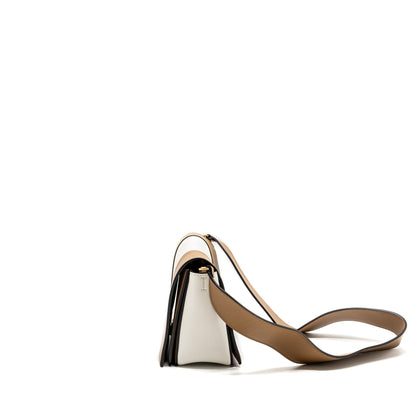 Celine Frame Purse Calfskin White/Brown