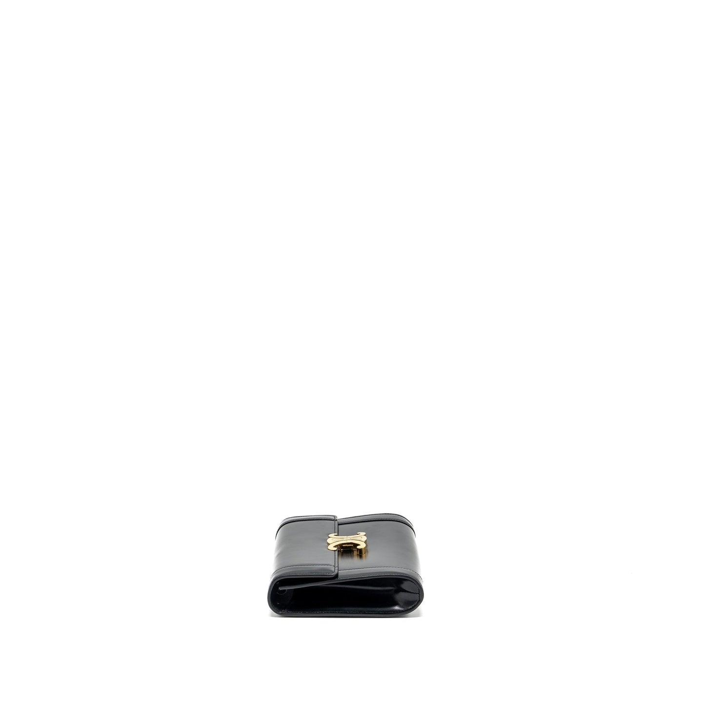 Celine triomphe flap wallet with strap calfskin black