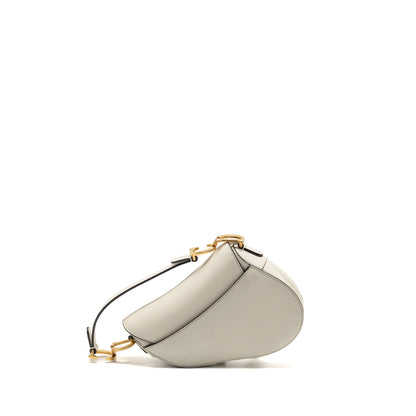 Dior Mini Saddle Purse calfskin white