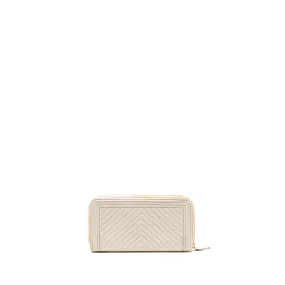 Chanel chevron boy zip long wallet caviar white LGHW