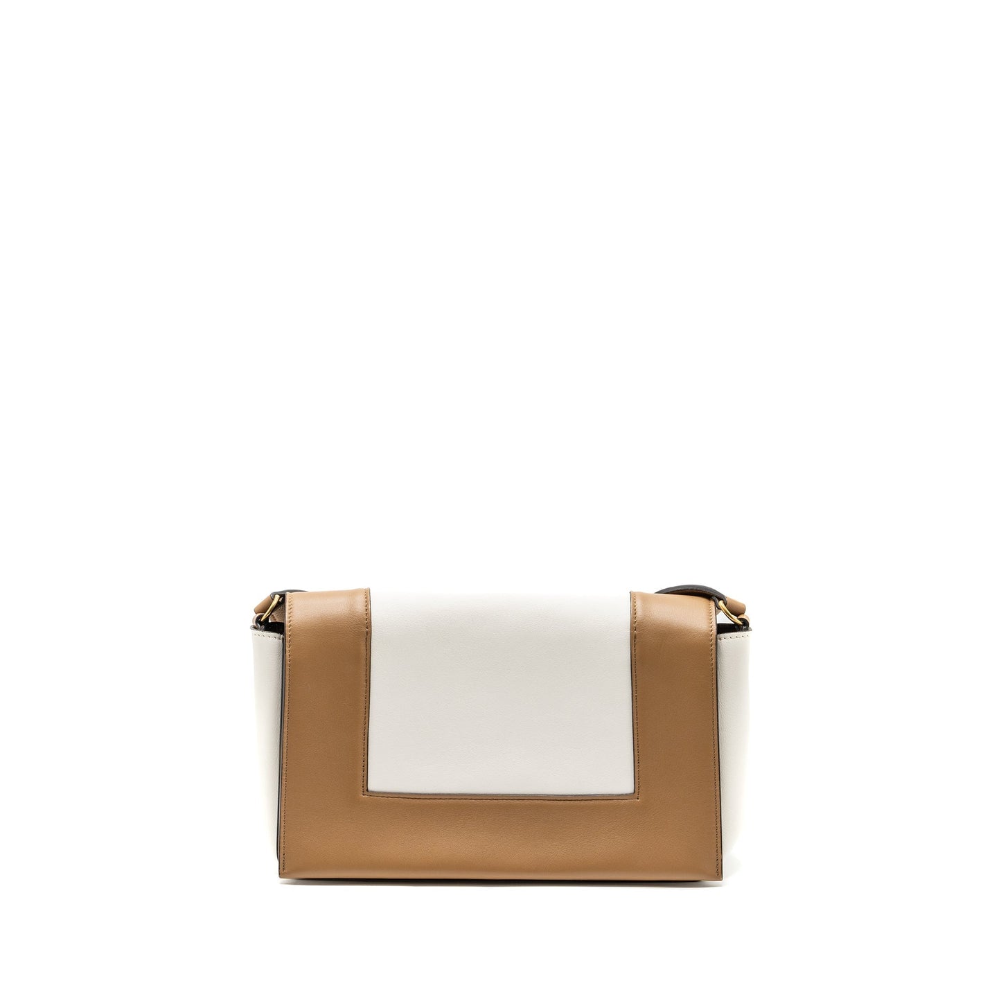 Celine Frame Purse Calfskin White/Brown