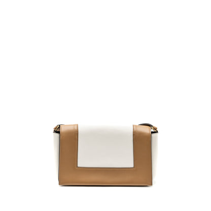 Celine Frame Purse Calfskin White/Brown