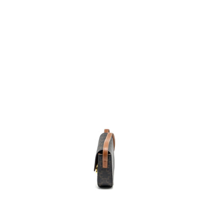 Celine Triomphe Shouder Purse Triomphe Canvas / Calfskin Tan