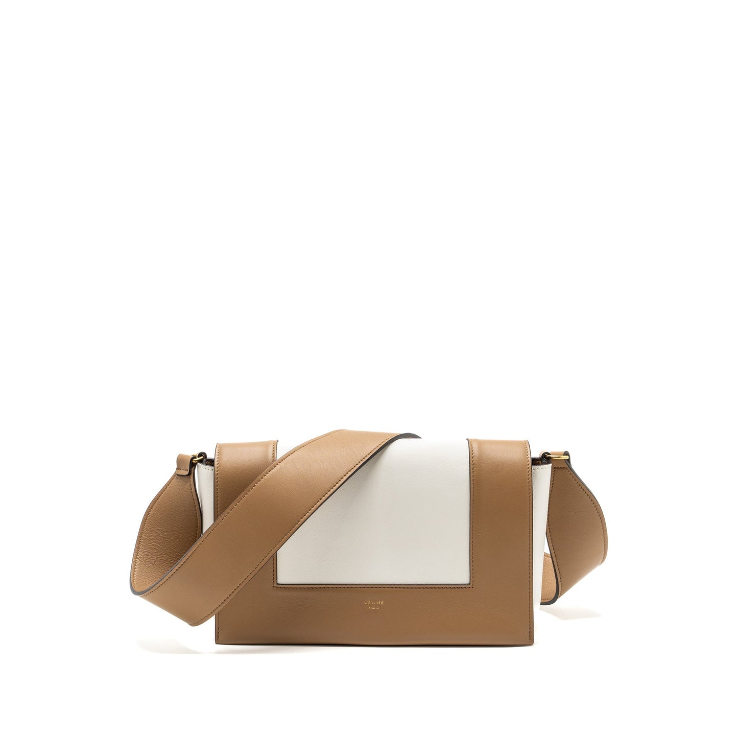 Celine Frame Purse Calfskin White/Brown