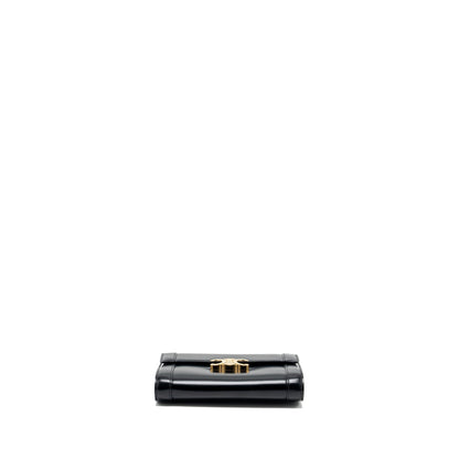Celine triomphe flap wallet with strap calfskin black
