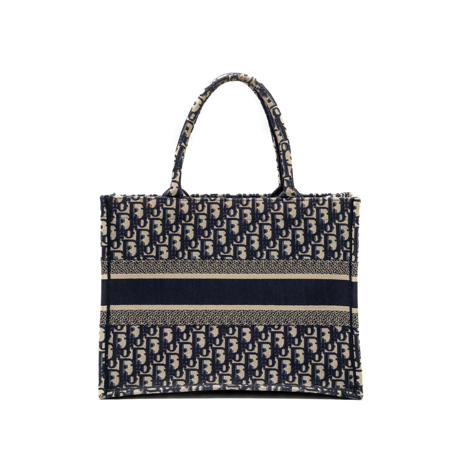 Dior medium book tote blue oblique emboidery