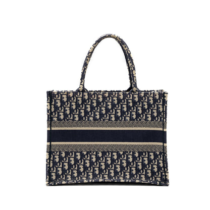 Dior medium book tote blue oblique emboidery