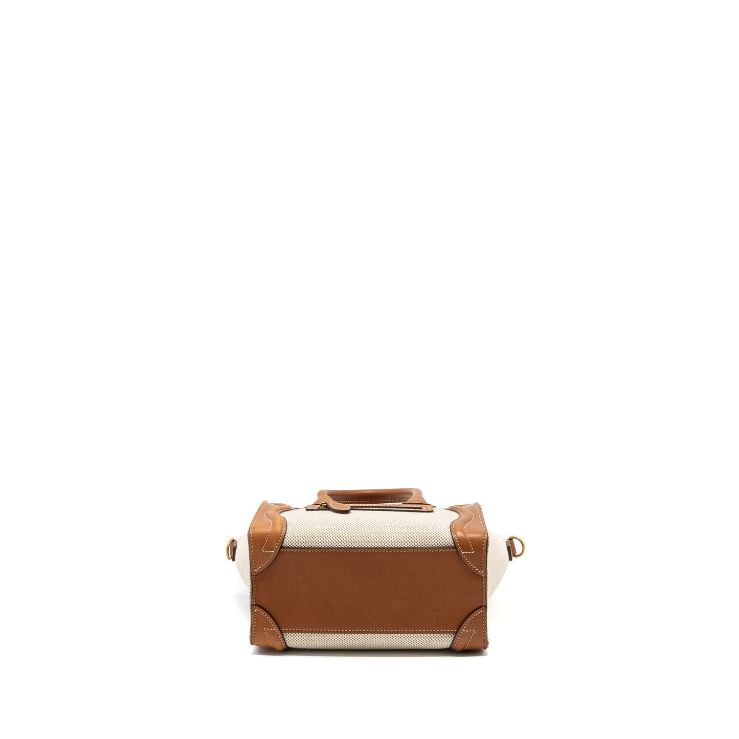 Celine Nano Luggage Purse Canvas/Leather Tan/White