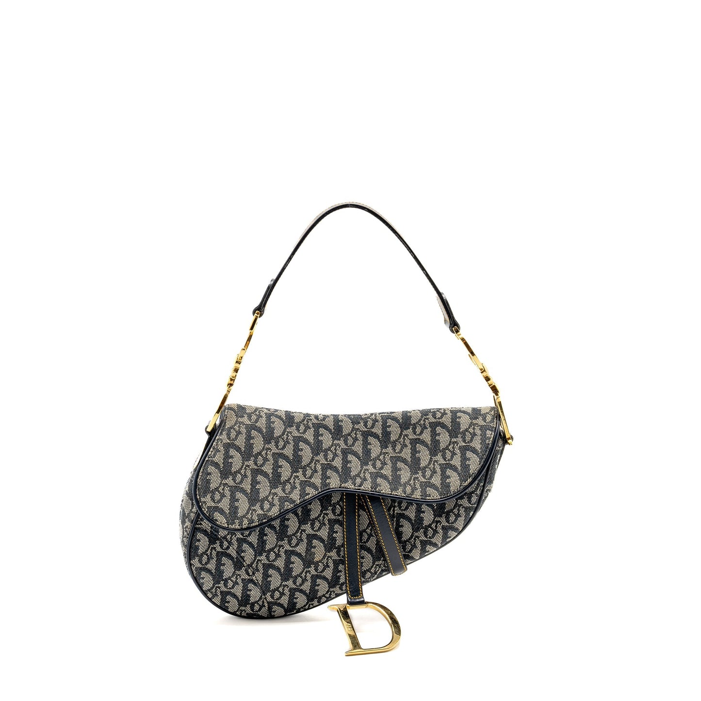 Dior Vintage Saddle Purse Canvas / Leather Blue/Multicolour