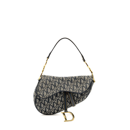Dior Vintage Saddle Purse Canvas / Leather Blue/Multicolour